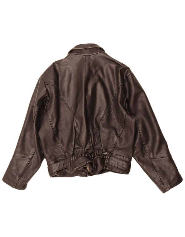 Vintage hombres cuero biker chaqueta Reino Unido 38 medio negro