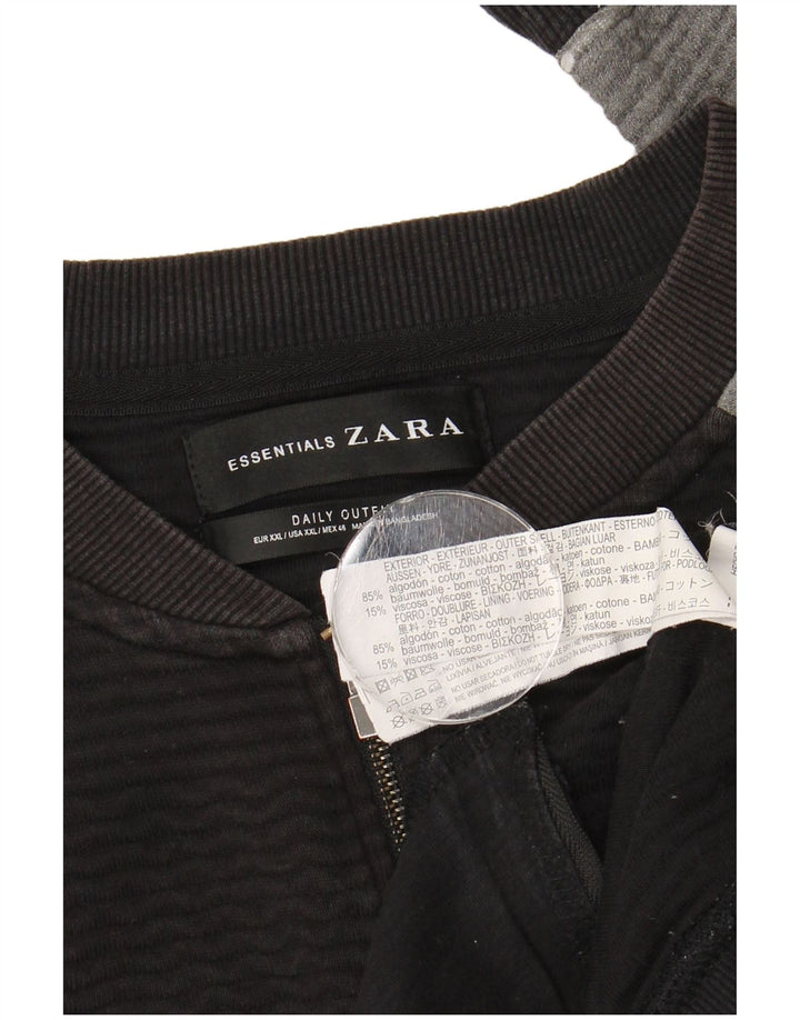 Zara Hombre Chándal Top Chaqueta 2XL Algodón Color Block Negro
