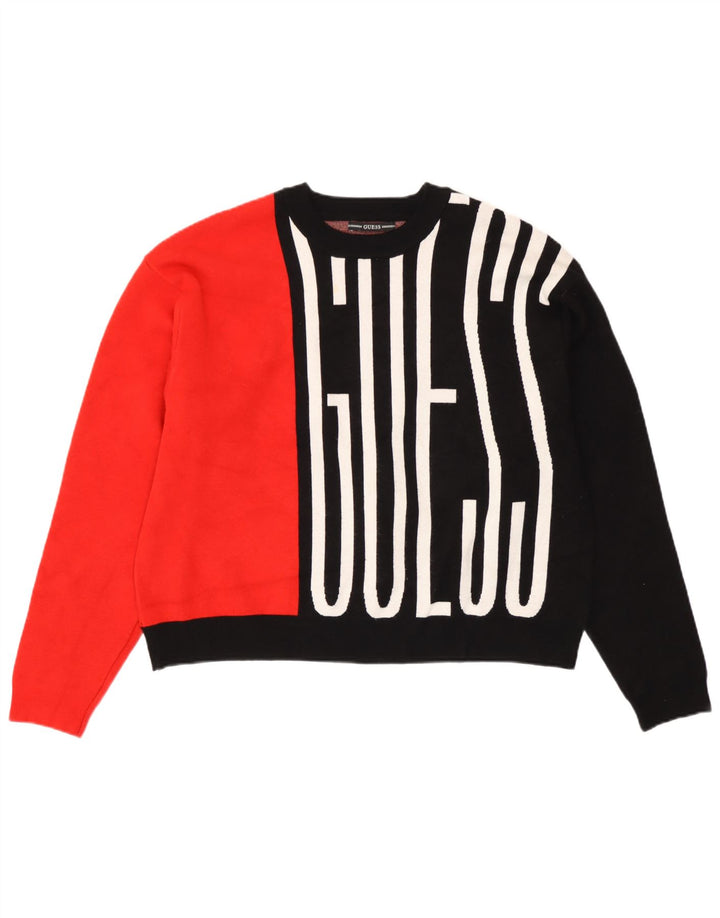 Guess Jersey extragrande con cuello redondo para mujer UK 8 Small Negro
