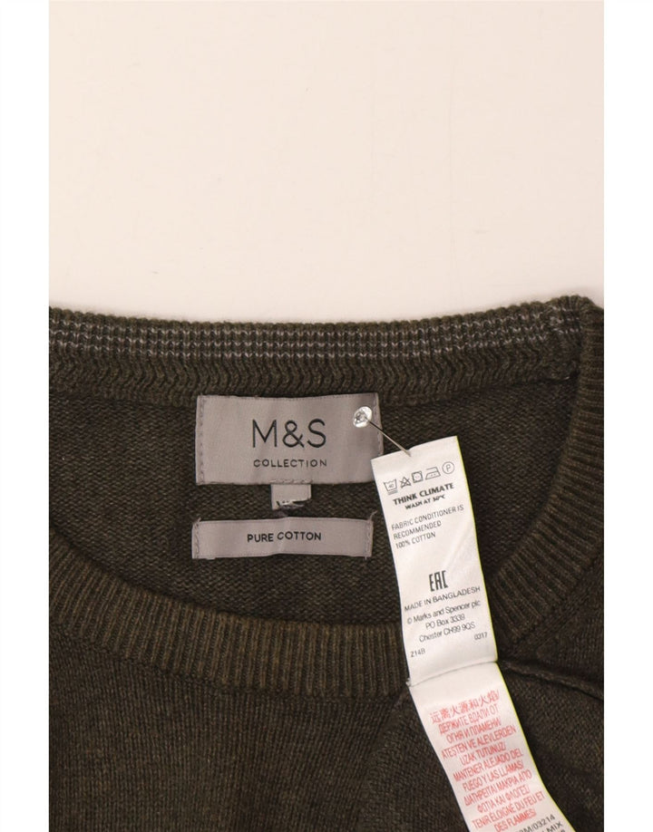 Marks & Spencer - Jersey de cuello redondo para hombre, talla 2XL, algodón verde