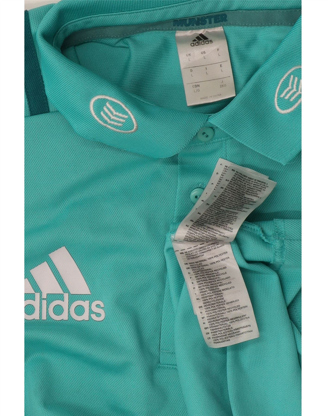 Adidas Mens Munster Rugby Graphic Polo Shirt Grande Azul Poliéster