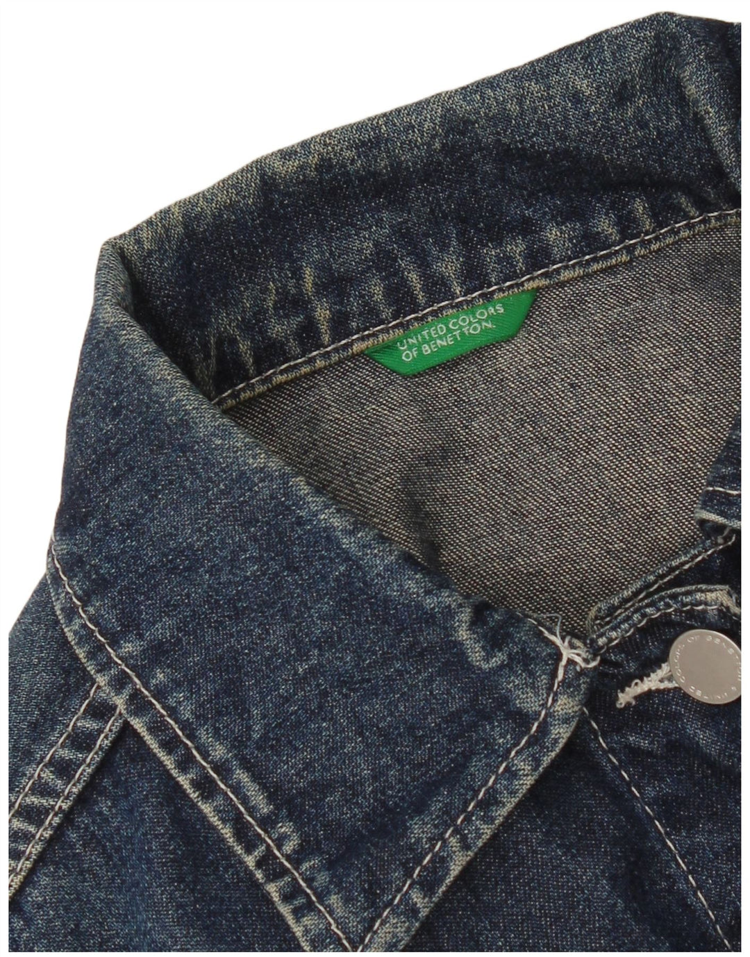 Benetton Chaqueta Vaquera Corta Mujer UK 40 Small Algodón Azul