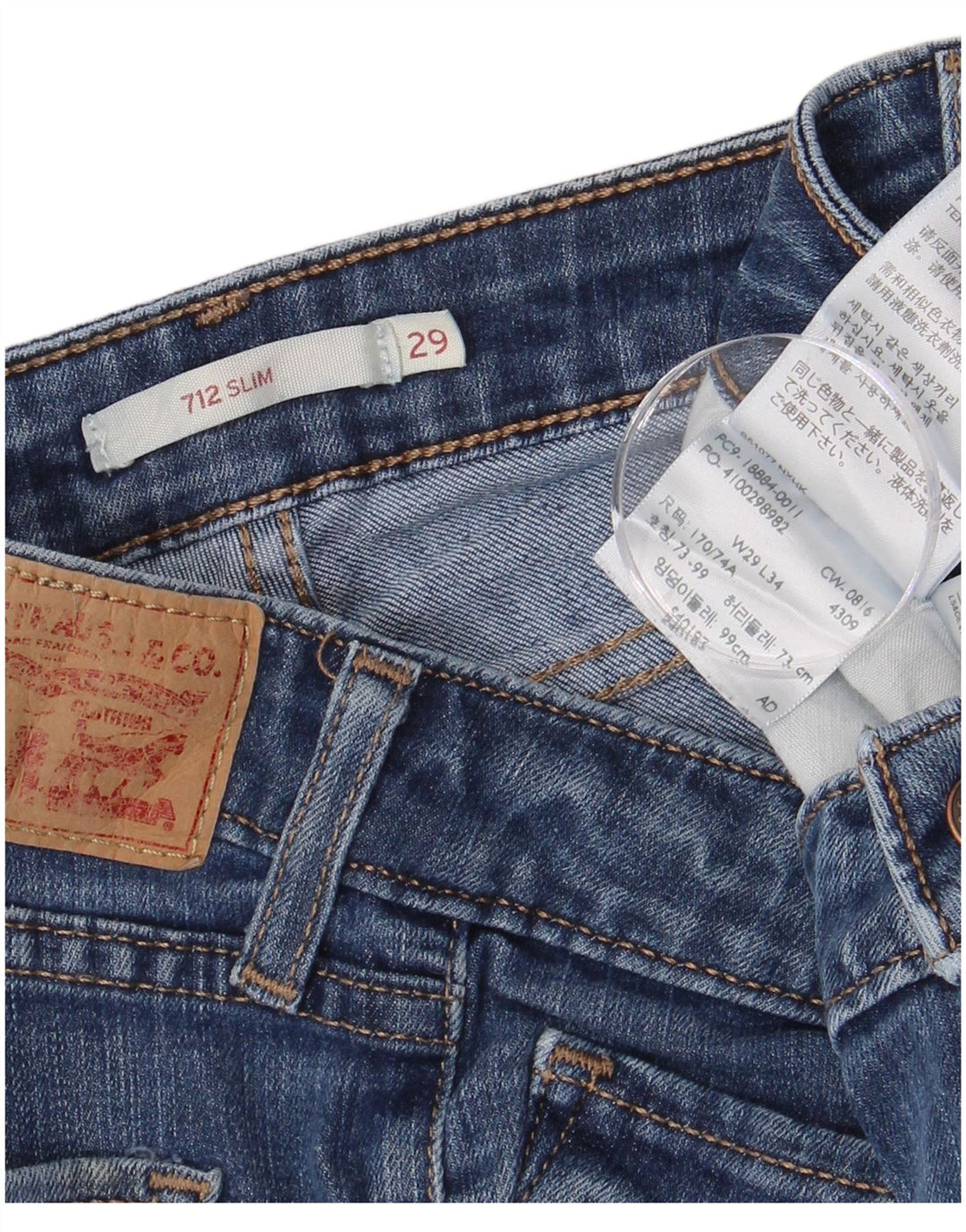 LEVI'S Vaqueros Slim 712 para Mujer W29 L34 Algodón Azul