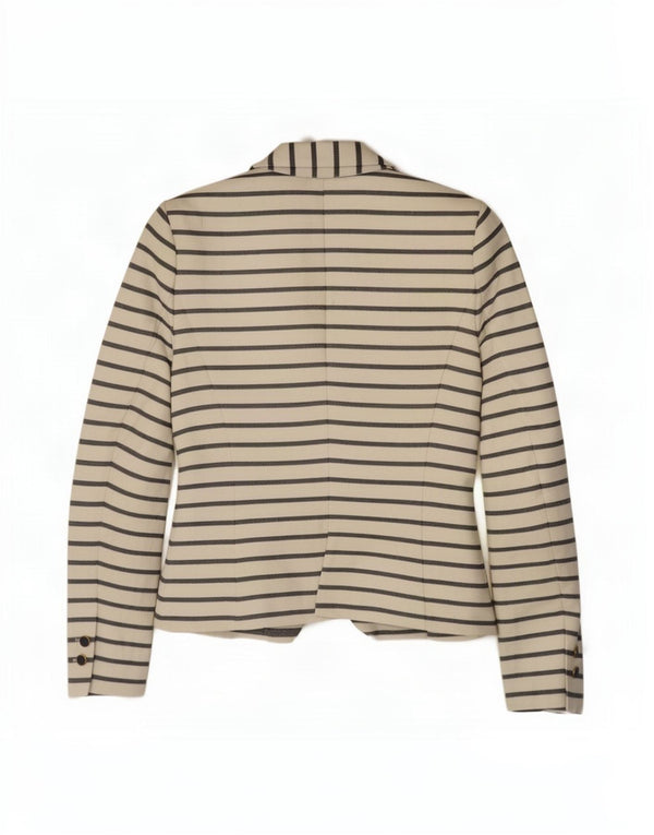Zara Chaqueta Blazer De 1 Botón para Mujer Reino Unido 6 XS Acetato De Rayas Blanco Roto