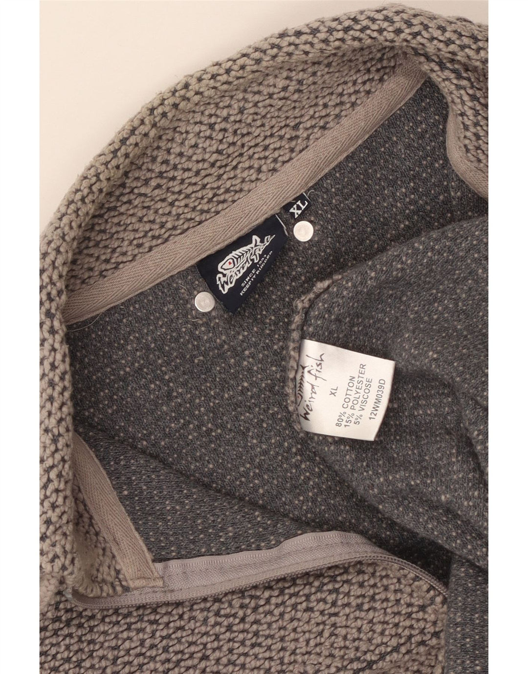 WEIRD FISH Sudadera con Cuello y Cremallera para Hombre Jersey XL Gris Algodón