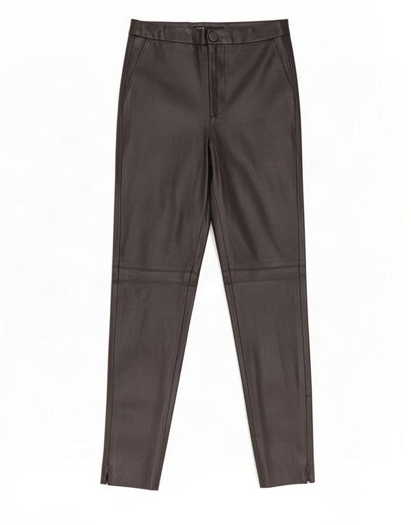 Zara Mujer Pantalón Pitillo De Piel Sintética Pequeño W26 L26 Negro