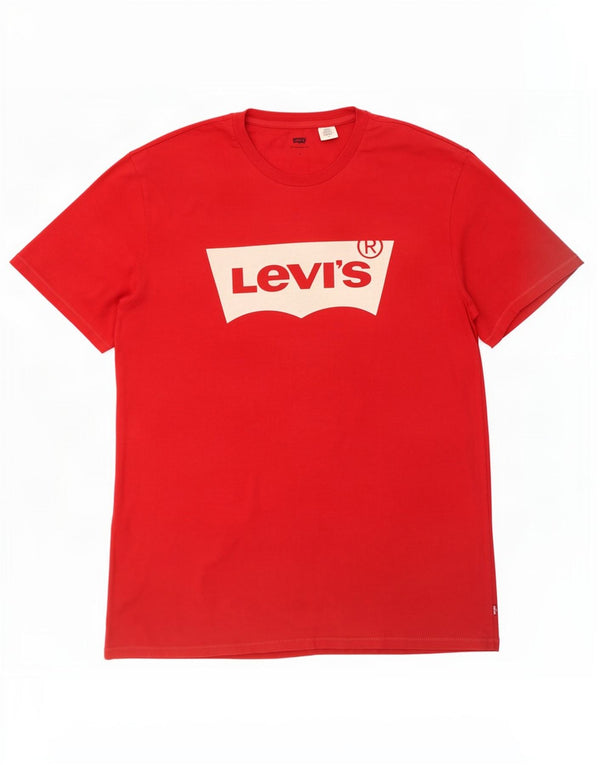 Levi's Camiseta gráfica para hombre Top grande de algodón rojo