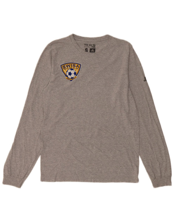 Adidas Mens Swisa Soccer Club Graphic Top Manga Larga Pequeño Gris Algodón