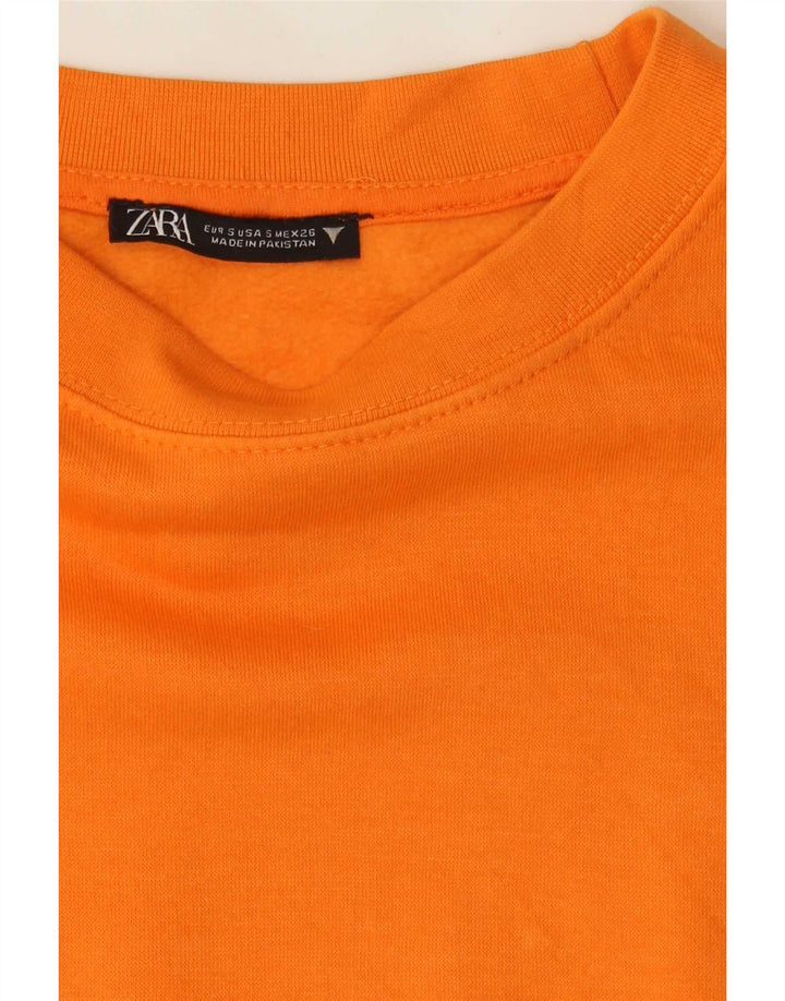 Zara Mujer Crop Oversize Sudadera Jumper UK 10 Small Naranja Poliéster