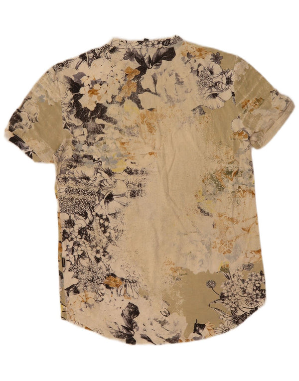 Just Cavalli Camiseta Mujer Top IT 48 XL Algodón Floral Caqui