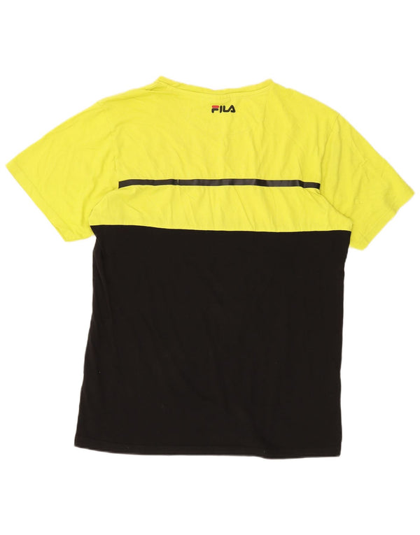 FILA Camiseta gráfica para hombre Top XL Algodón color block negro