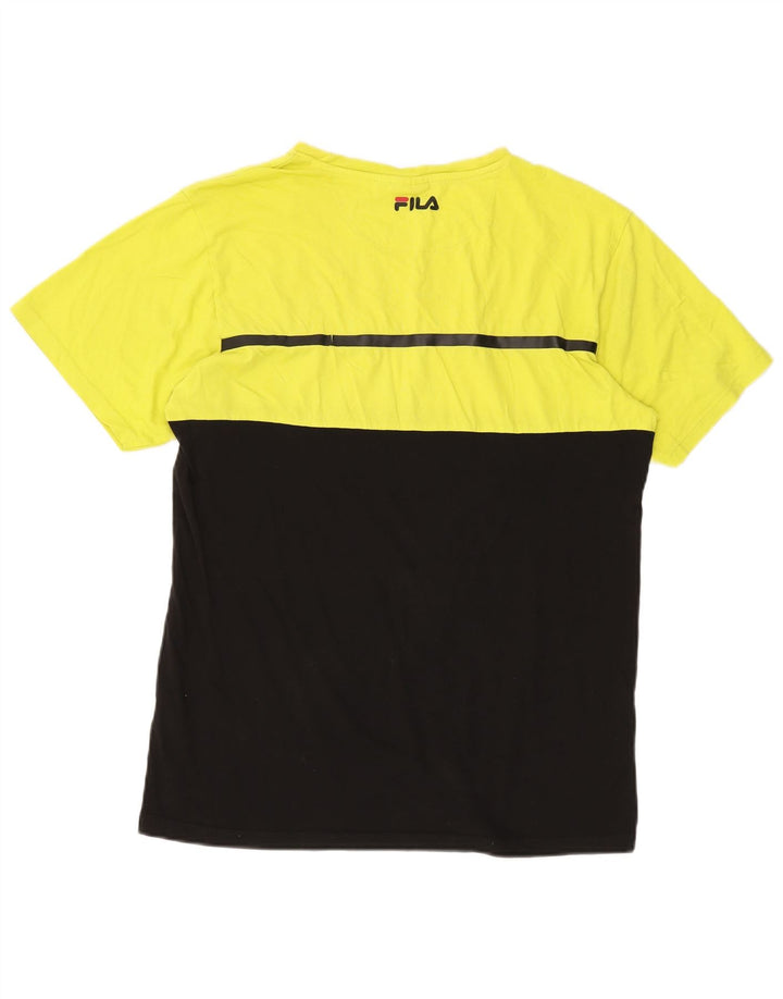 FILA Camiseta gráfica para hombre Top XL Algodón color block negro