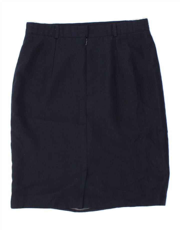 LIBRA Womens Straight Skirt UK 14 Large W32 Navy Blue Polyester Vintage Libra and Second-Hand Libra from Messina Hembry 