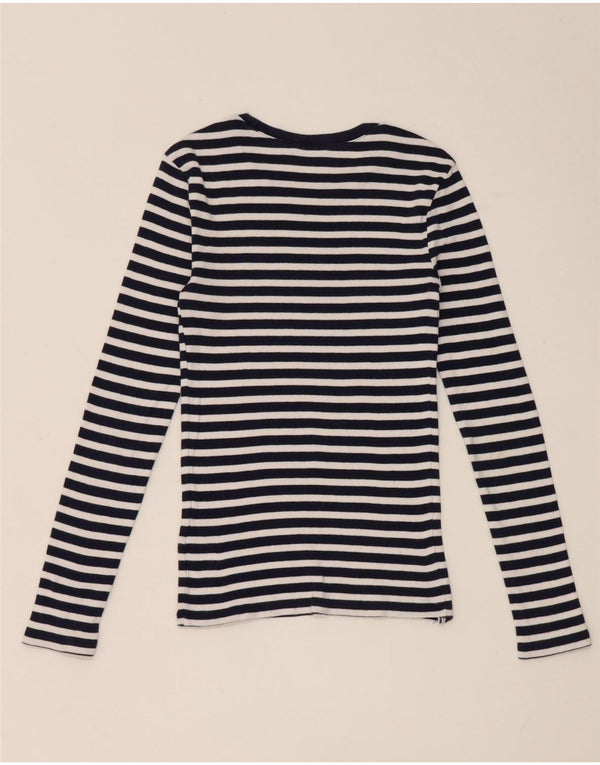 Polo Ralph Lauren Mujer Top Manga Larga UK 4 XS Azul Marino Rayas Algodón