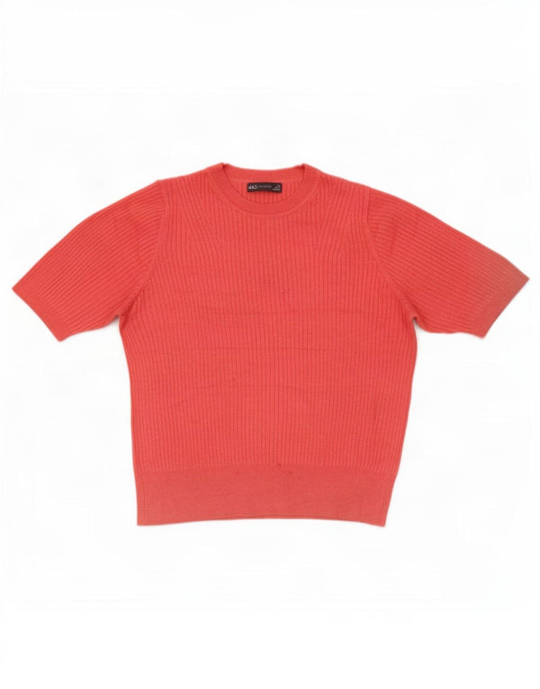 Marks & Spencer Blusa de manga corta para mujer UK 44 Viscosa rosa mediana