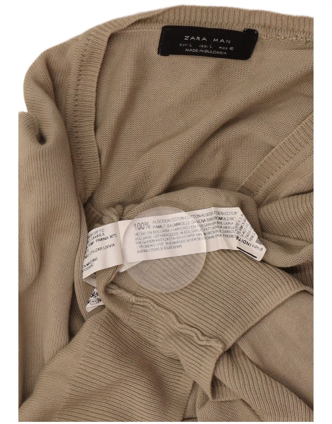 Zara Hombre Jersey Con Cuello En V Jersey Grande Marrón Algodón