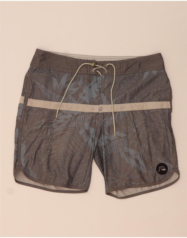Quiksilver Mens Graphic Swimming Shorts Medium  Grey Floral Cotton