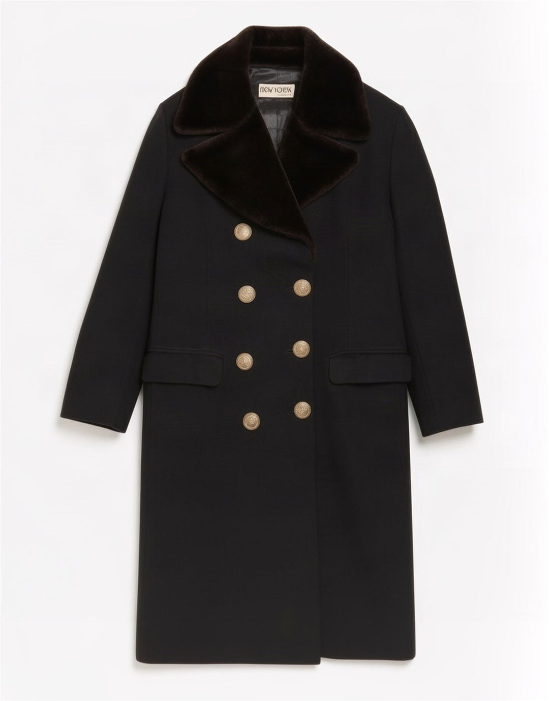 Abrigo cruzado para mujer New York Industrie IT 40 Small Black