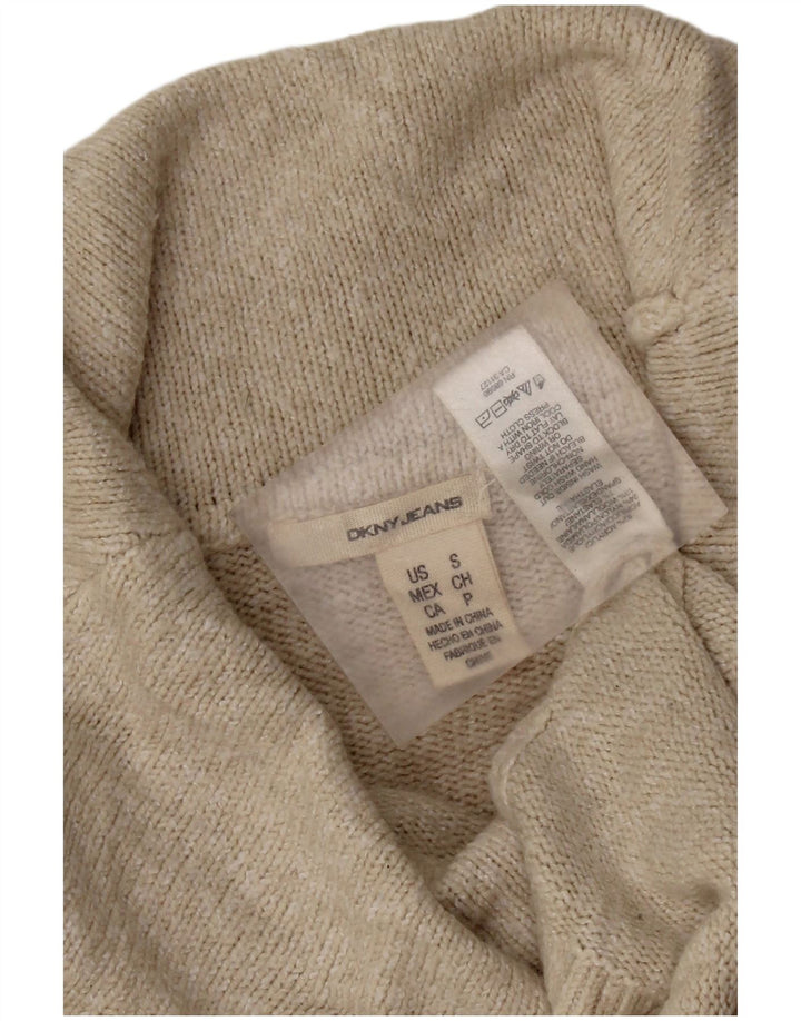 DKNY Suéter tipo jersey con cuello vuelto para mujer Reino Unido 10 Pequeño Acrílico beige