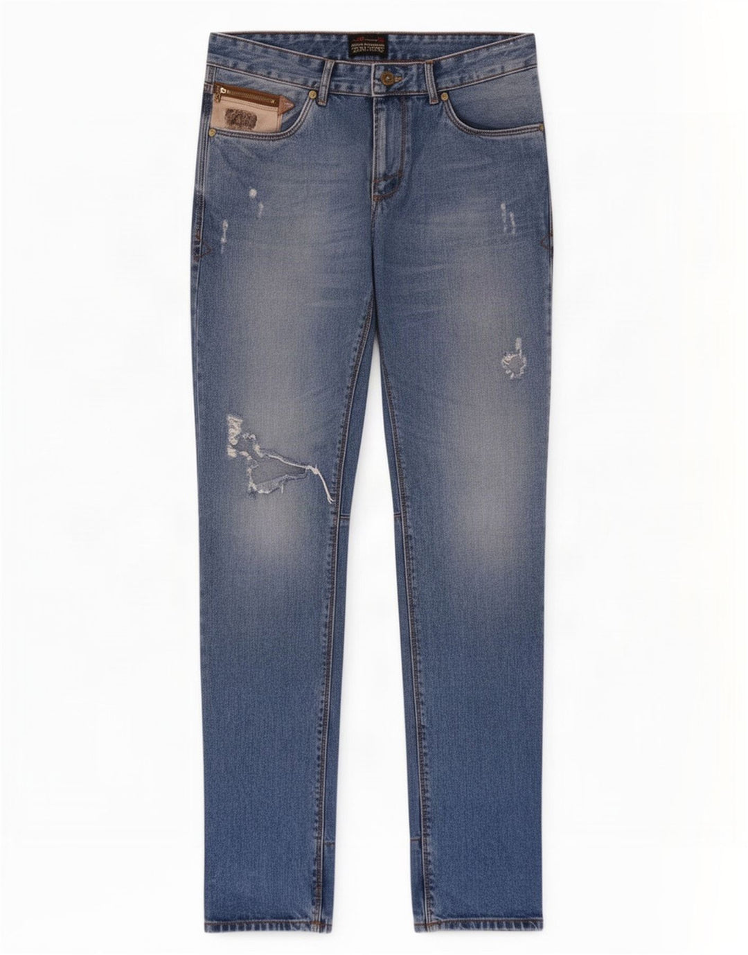 Zara Jeans ajustados desgastados para hombre EU 44 Large W34 L32 Poliéster azul