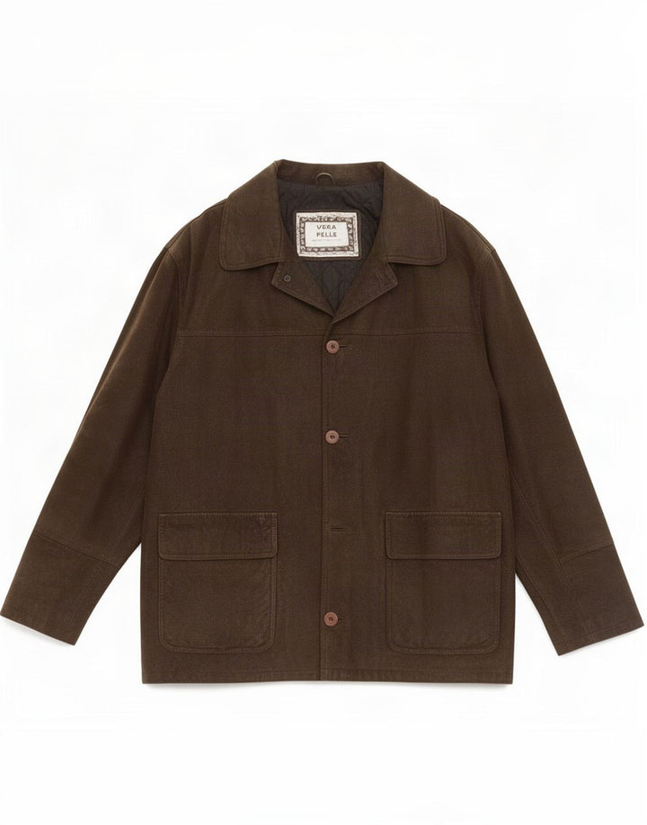 Vintage hombres 3 botones cuero Blazer chaqueta IT 52 XL marrón