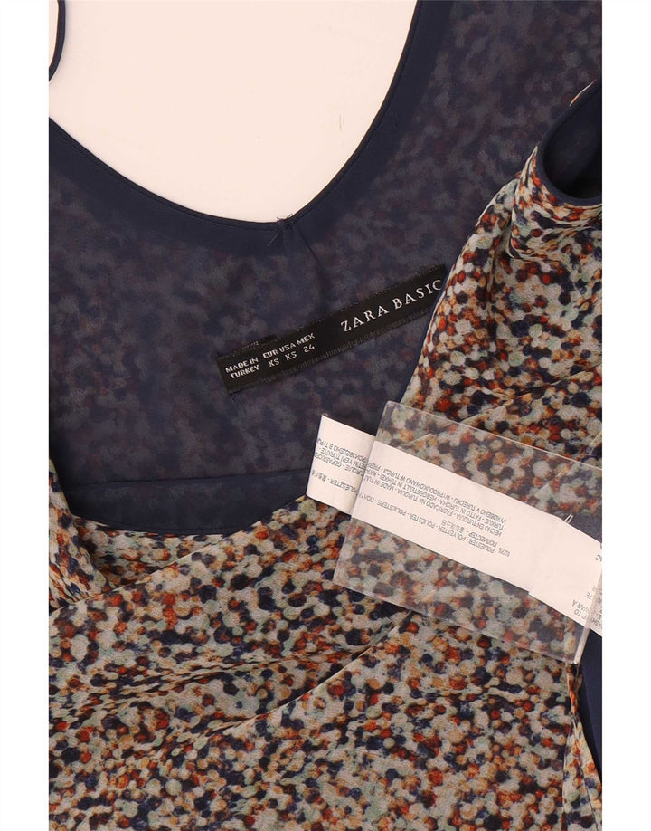 Zara Mujer Cami Top UK 6 XS Poliéster Manchado Multicolor
