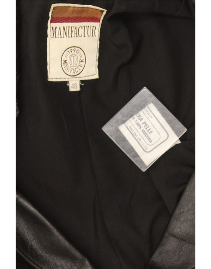 Vintage hombres cuero 3 botones Blazer chaqueta IT 48 cuero negro medio