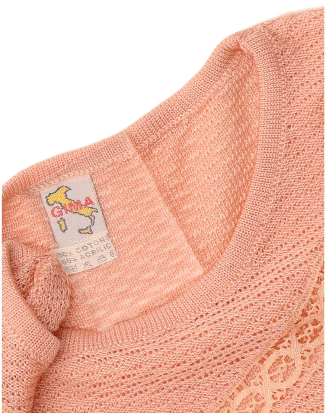 VINTAGE Mujer Manga Corta Barco Cuello Jersey Suéter Reino Unido 14 Rosa Medio