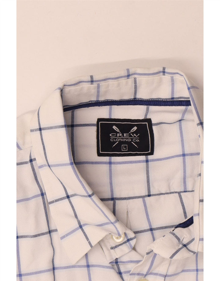 Crew Clothing Camisa para hombre Algodón a cuadros blancos grandes