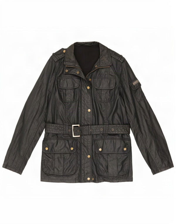 Barbour Chaqueta militar de piel sintética para mujer UK 44 Grande Poliéster negro