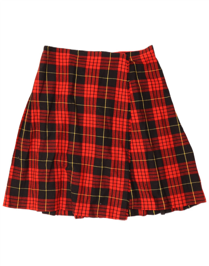 Falda envolvente vintage para mujer W36 XL lana a cuadros rojos