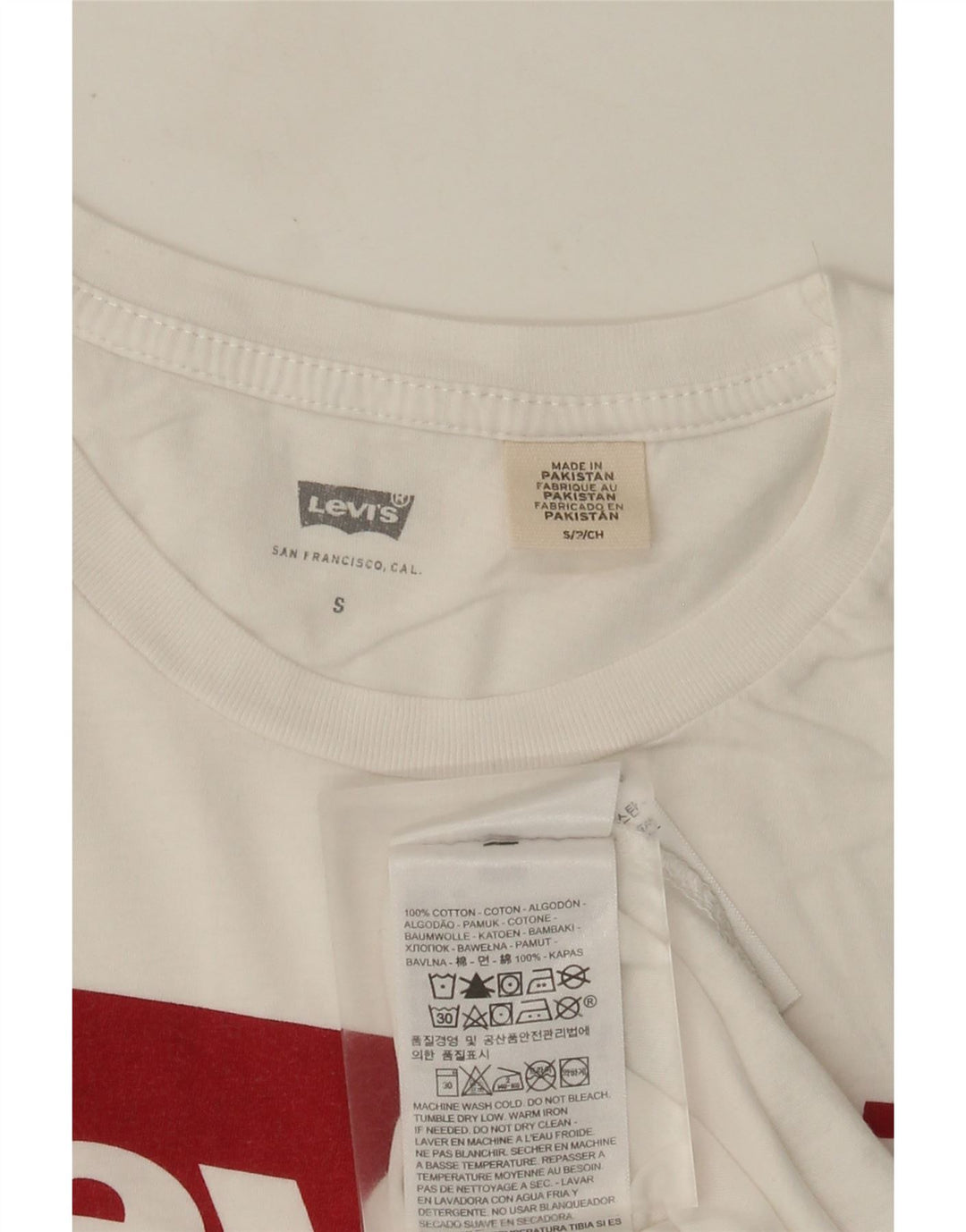 Levi's Camiseta gráfica para mujer Top UK 10 Small White Cotton