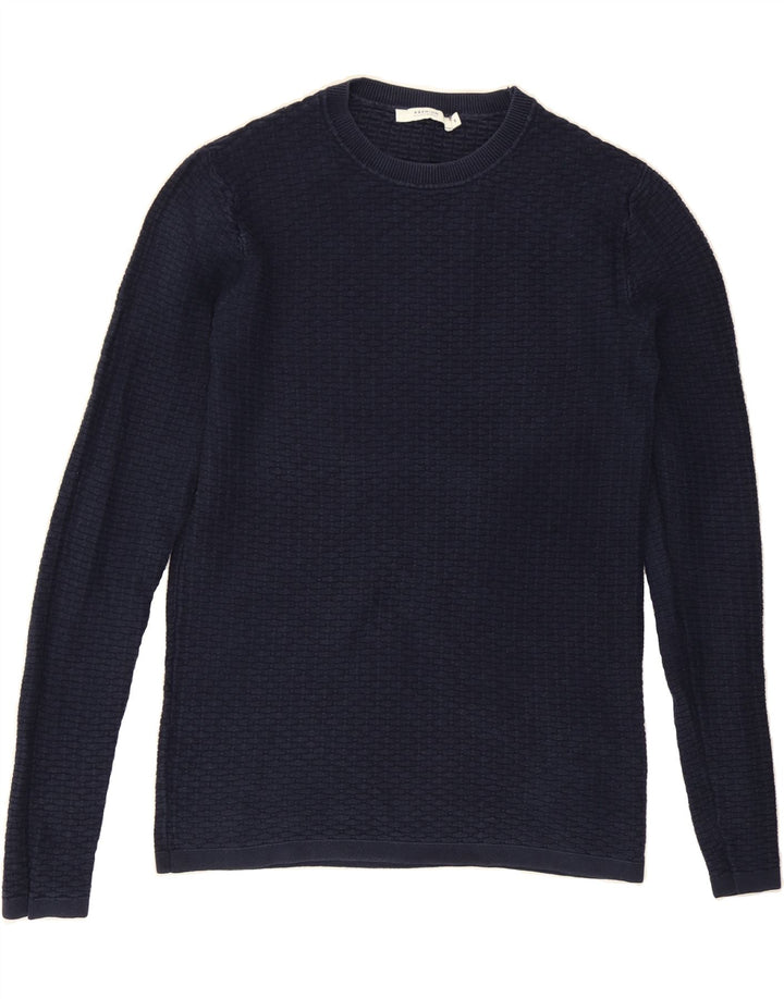 JACK & JONES Mens Crew Neck Jumper Sweater Small Navy Blue Cotton Vintage Jack & Jones and Second-Hand Jack & Jones from Messina Hembry 