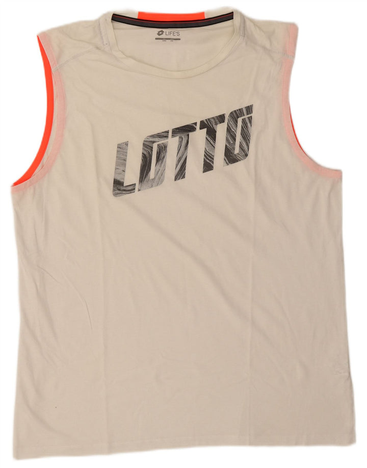 Lotto Camiseta Sin Mangas Estampada Para Hombre 2XL Algodón Blanco