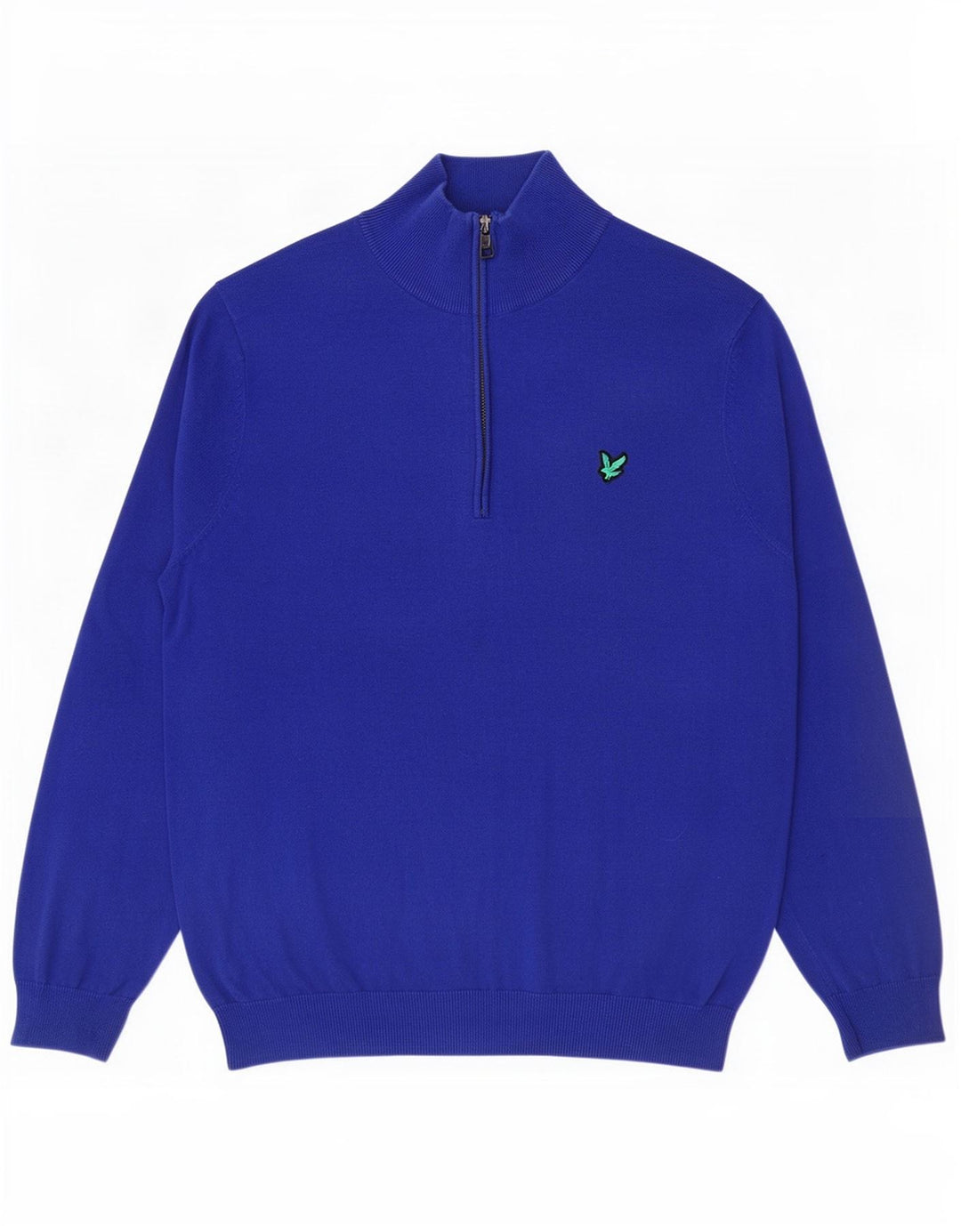 Lyle & Scott Jersey con cuello y cremallera para hombre, talla grande, algodón azul