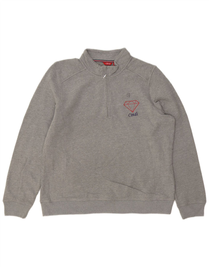 IZOD Sudadera con cuello y cremallera para hombre, talla 2XL, algodón gris