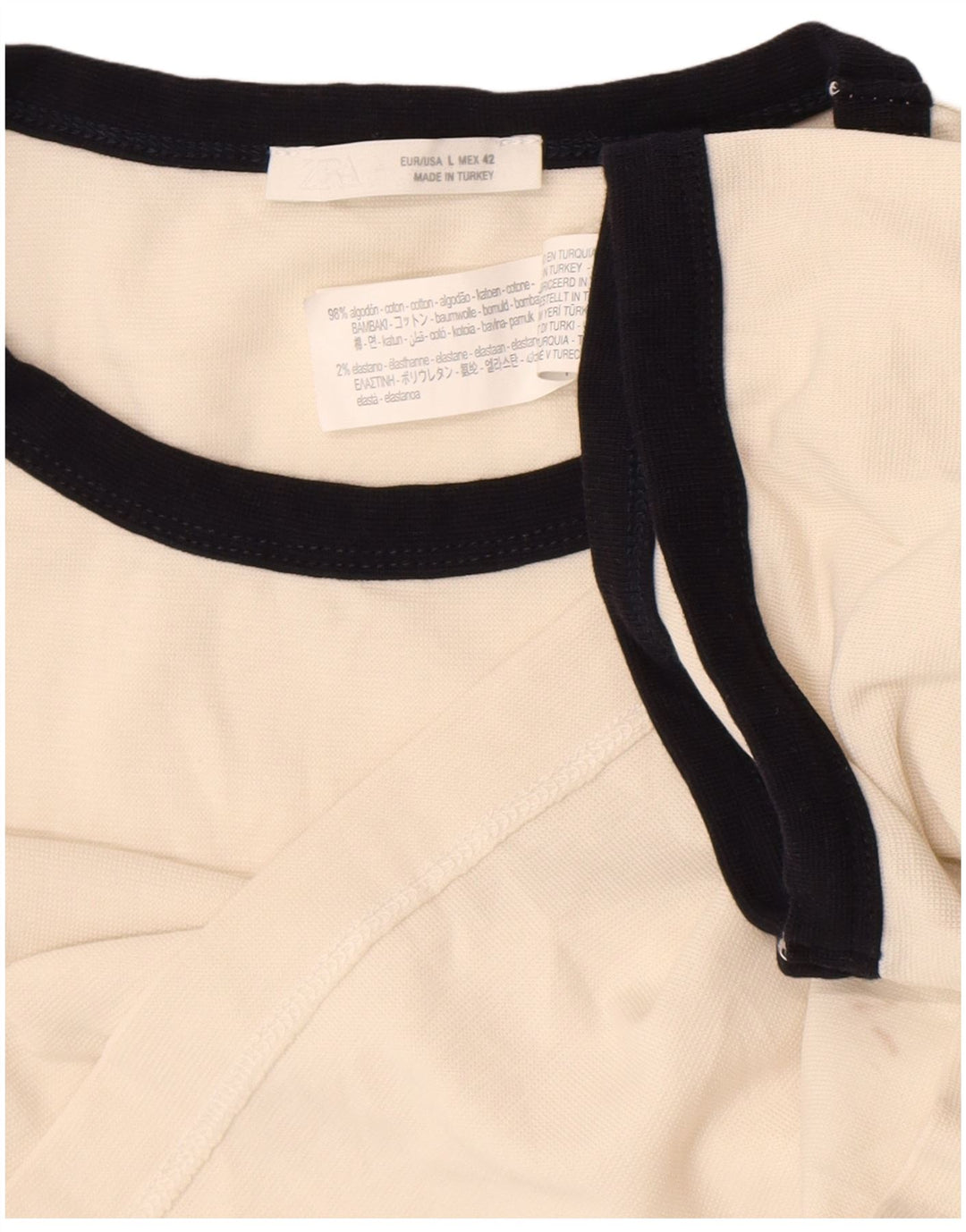 Zara Hombre Camiseta Top Grande Algodón Blanco Roto