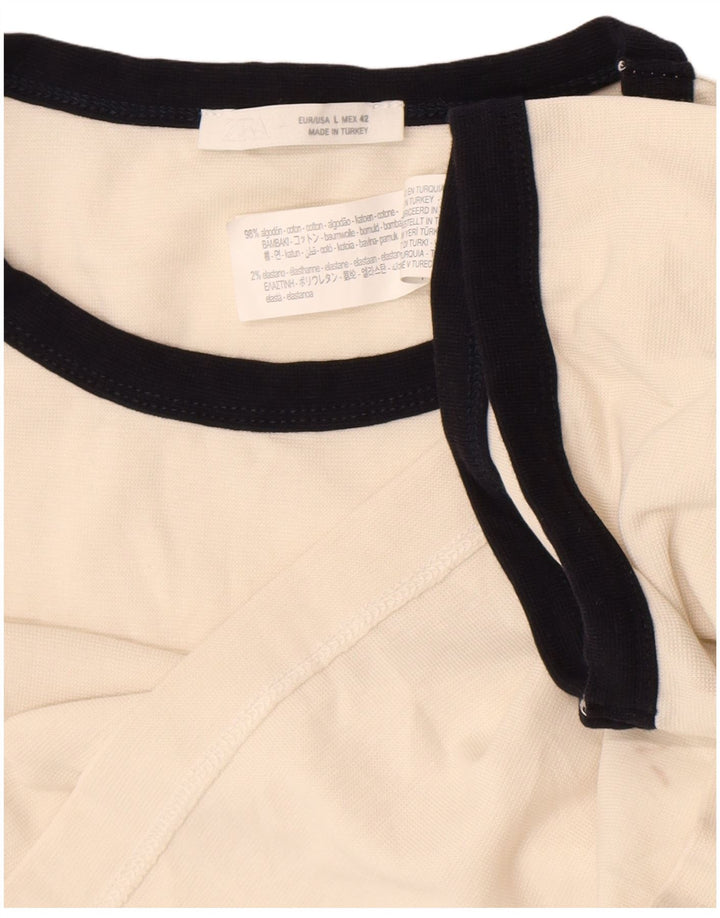 Zara Hombre Camiseta Top Grande Algodón Blanco Roto