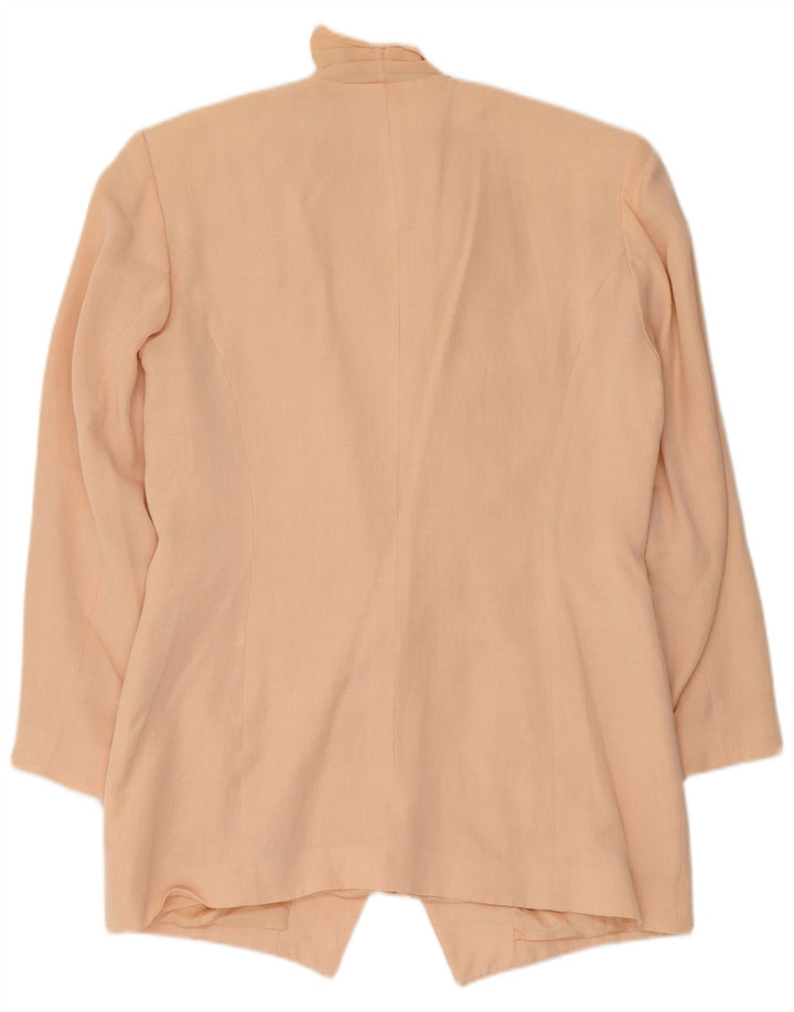 Vintage mujer doble pecho Blazer chaqueta Reino Unido 12 viscosa rosa mediana
