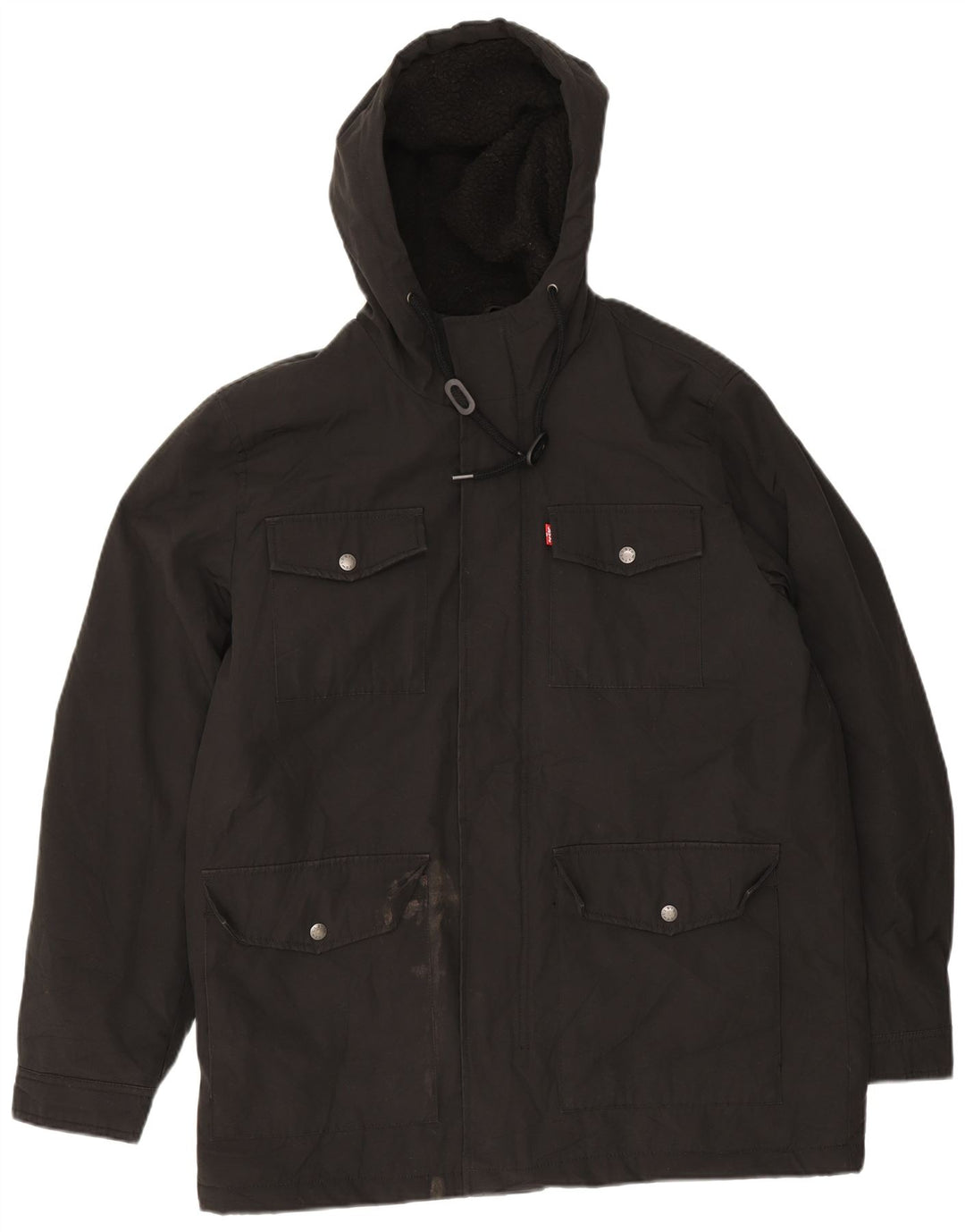 Levi's Chaqueta utilitaria Sherpa con capucha para hombre UK 38 Mediana Poliéster negro