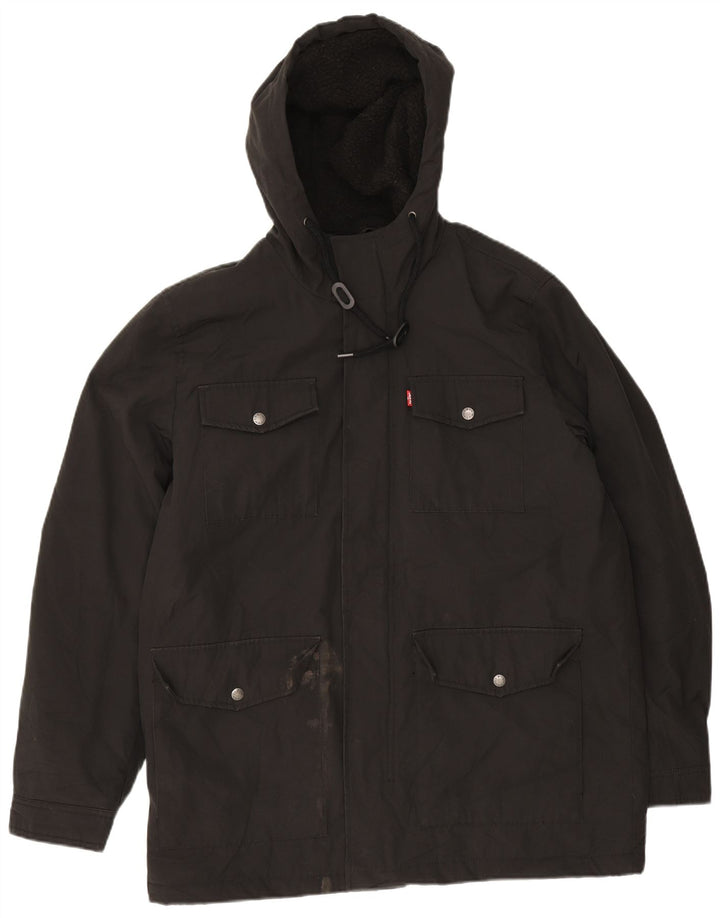 Levi's Chaqueta utilitaria Sherpa con capucha para hombre UK 38 Mediana Poliéster negro