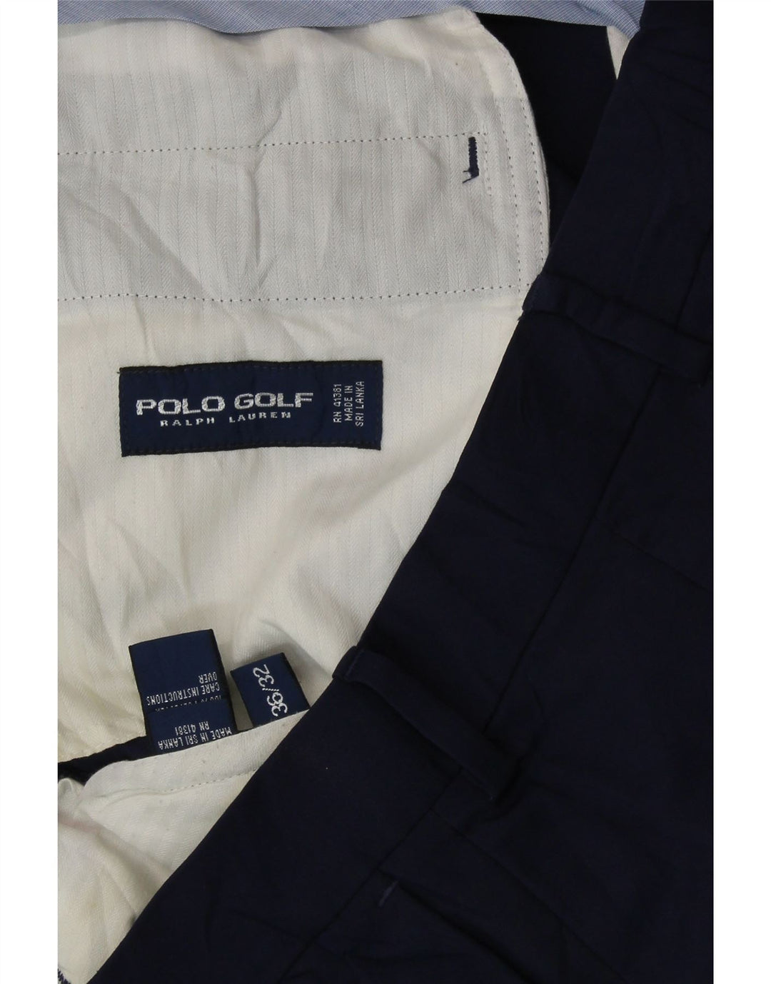 Polo Ralph Lauren Pantalones de traje con pinzas para hombre W36 L29 Poliéster azul marino