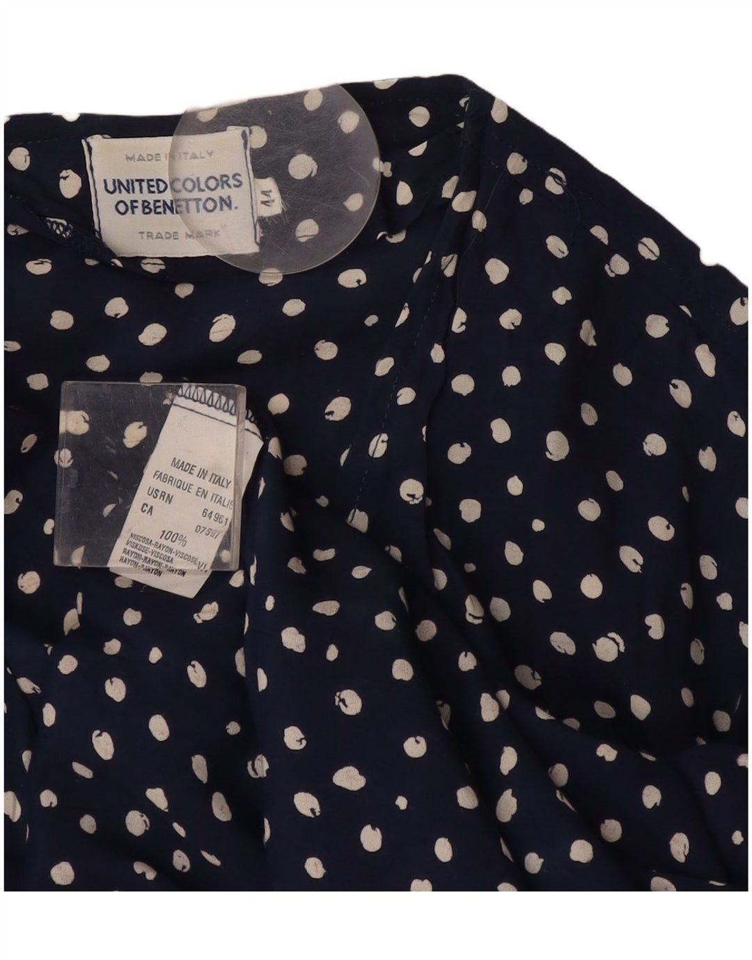 Benetton Top Túnica Extragrande IT 44 Medium Azul Marino Moteado