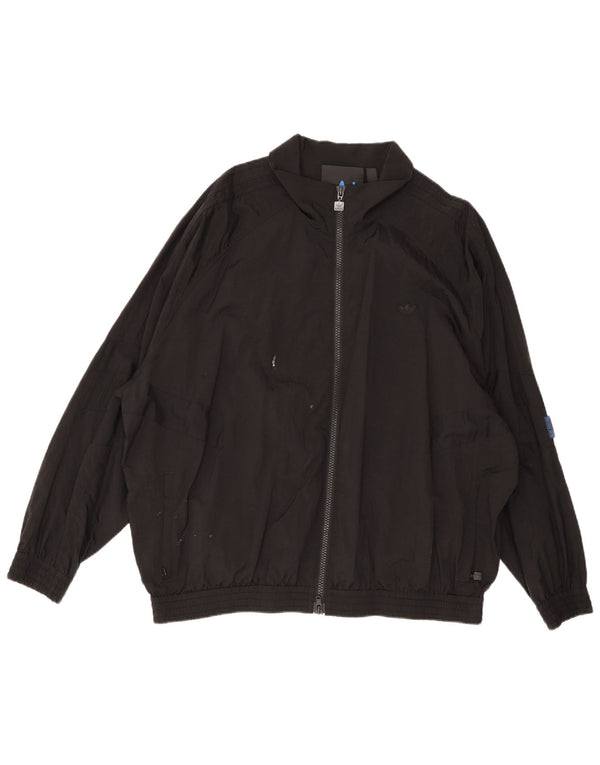 Adidas Mens Loose Fit Bomber Jacket UK 42 XL Black Polyamide