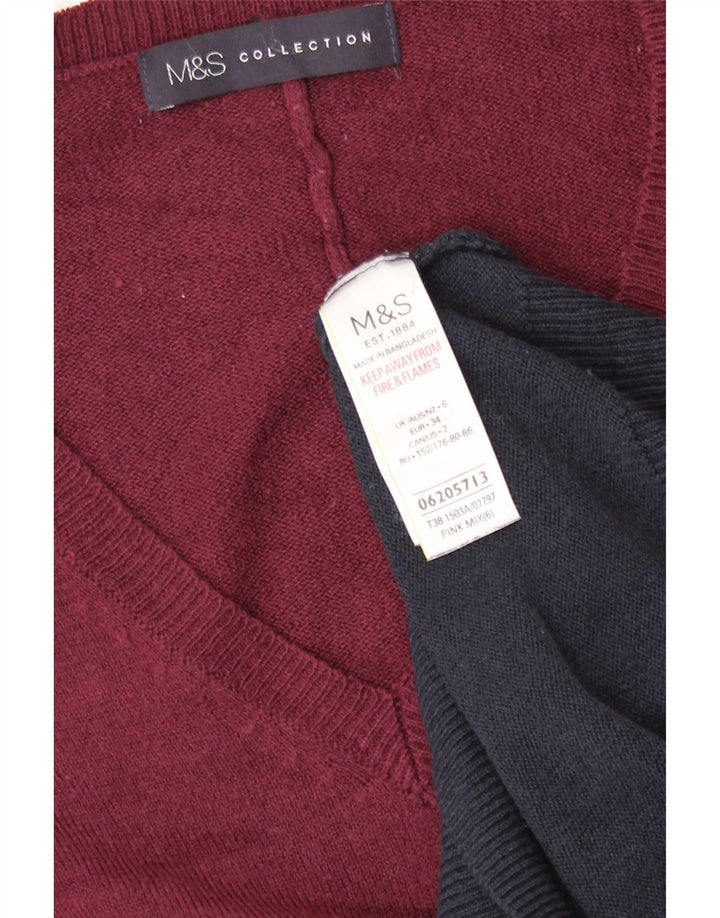 Marks & Spencer Suéter con Cuello en V para Mujer UK 6 XS Multicolor