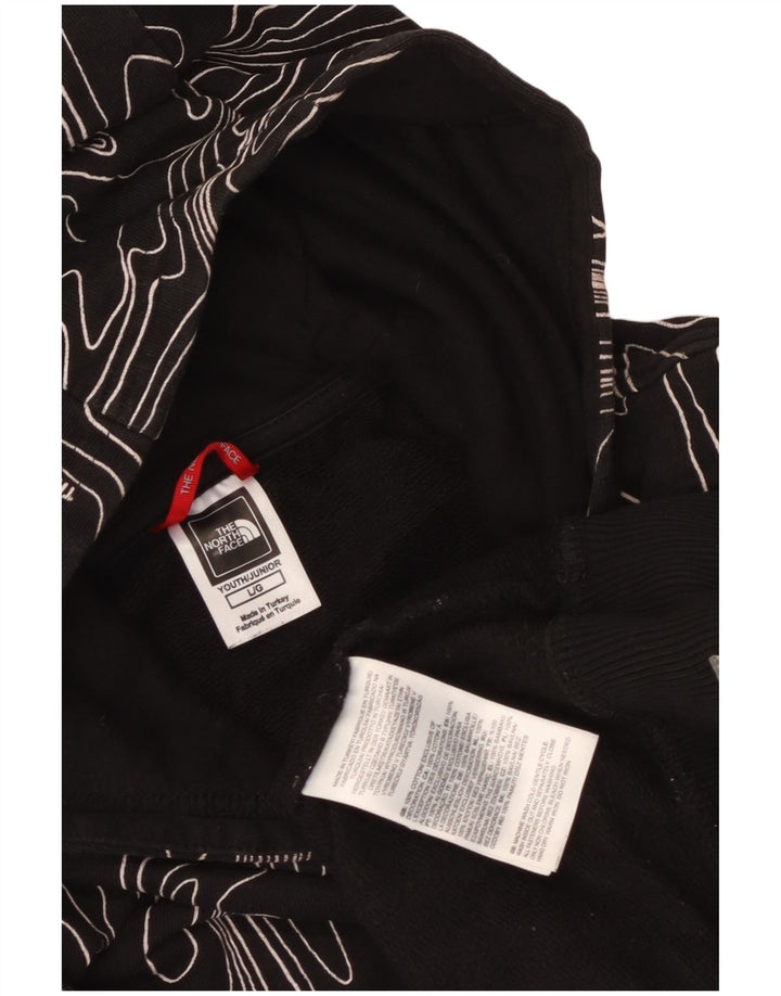 The North Face - Sudadera con capucha para niños, diseño abstracto, talla grande, color negro, 11-12 años