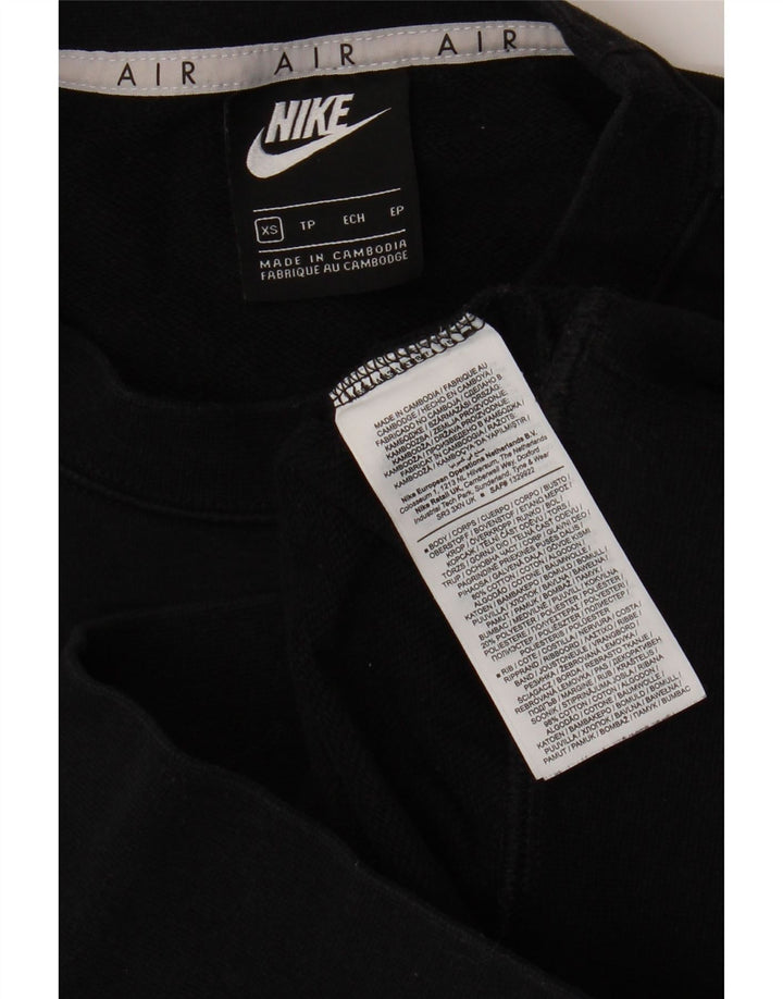 NIKE Mujer Crop Graphic Sudadera Jumper UK 6 XS Algodón Negro