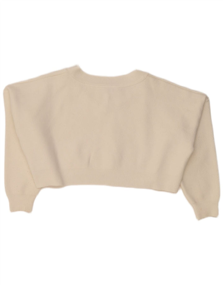 Topshop Suéter tipo jersey de gran tamaño con cuello en V para mujer UK 14 Medium White