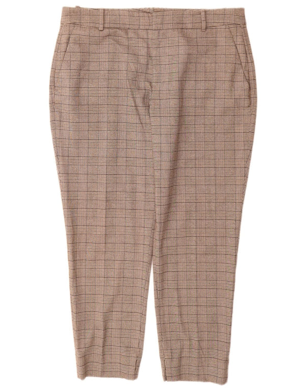 Zara Pantalón Chino Cónico Para Mujer EU 46 2XL W36 L28 Poliéster A Cuadros Marrón