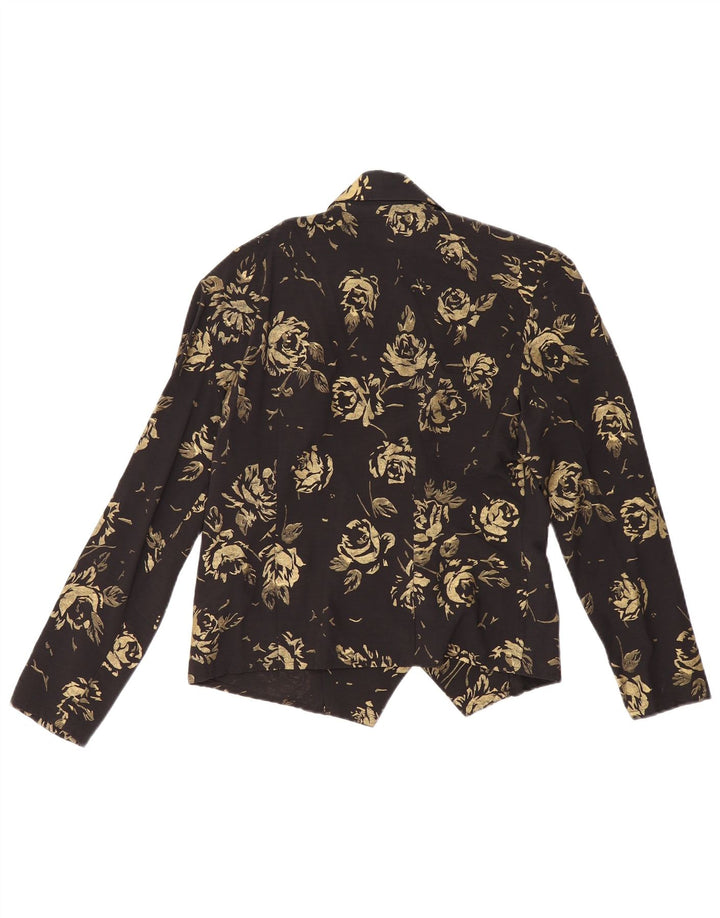 VINTAGE Chaqueta Blazer de doble pecho para mujer EU 36 Pequeño Floral Negro